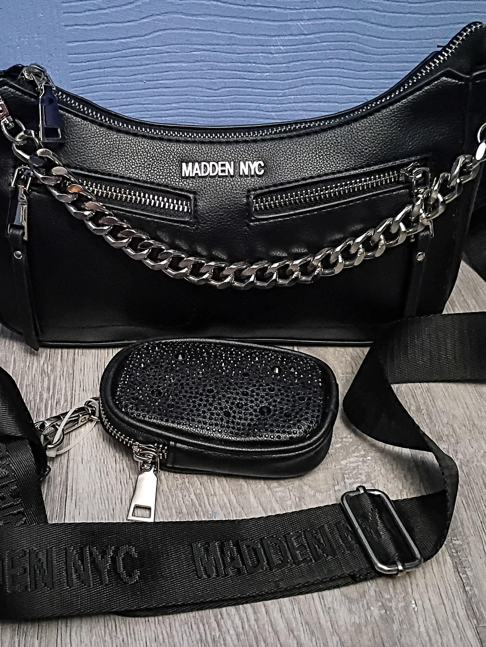 Steve Madden NYC Black Chain-Accent CrossbodyNWOT Discontinued Popular Style
